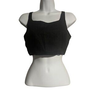 House Of Harlow 1960 Black Crop Top Adjustable Straps Smocked Back XS Linen Blen